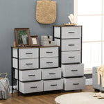 Commode 5 tiroirs meuble de rangement tiroir en tissu pliant - structure acier noir - 45 x 30 x 116 cm gris