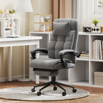 Chaise de bureau de massage chauffante réglable en hauteur de 116-124 cm ergonomique inclinable tissu effet lin, gris