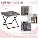 Table basse pliable de jardin style cosy chic dim. 40L x 40l x 40H cm métal époxy résine tressée imitation rotin gris