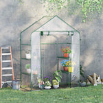 Serre de jardin 4 tablettes acier PVC haute densité 140 g/m² anti-UV 142 x 73 x 195 cm transparent vert