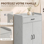 Meuble à Chaussures, Armoire à Chaussures avec 2 Portes, Tiroir, 5 Compartiments et Étagères Réglables, Gris