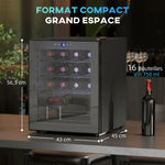 Cave à vin 16 bouteilles 42L, réfrigérateur à vin et boissons avec température réglable 5-18°C, porte en verre, noir