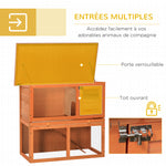 Clapier à lapin cage à lapin 2 étages plateau coulissant rampe et toit ouvrant 90L x 45l x 80H cm