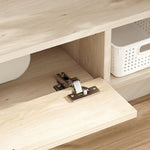 Meuble TV suspendu, meuble télé pour téléviseur jusqu'à 60 pouces, tiroir rabattable 2 étagères 140x24x16cm bois naturel