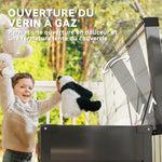 Coffre de rangement métal boîte de jardin 350L double vérins à gaz  verrouillable pour coussins outils gris anthracite