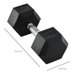 Haltère hexagonal 12,5 kg en fonte caoutchouté pour maison bureau gym à domicile, noir