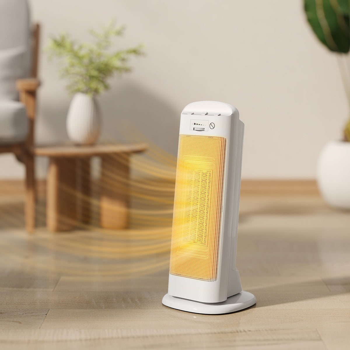 Chauffage d'appoint en céramique 2000 W, radiateur électrique soufflant 4 modes, thermostat réglable, 20x20x49cm, blanc