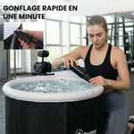Baignoire à Glace Pliable Gonflable 280 L avec Couvercle et Pompe pour Entraînement à l'Eau Froide, 78x78x71 cm, Noir
