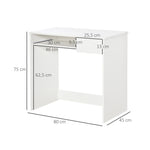 Scrivania per computer, 80 x 45 x 75 cm, scrivania con spazio di archiviazione, ripiano per tastiera e cassetto, bianco
