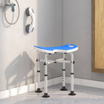 Tabouret de douche siège de douche hauteur ajustable 39-51,5 cm barre d'appui à ventouse patins à ventouse bleu foncé