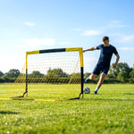 But de football Pop-up Portable et Pliable avec 4 Piquets de Sol et Sac de Transport, Sans Montage, 150x110x110cm, Jaune