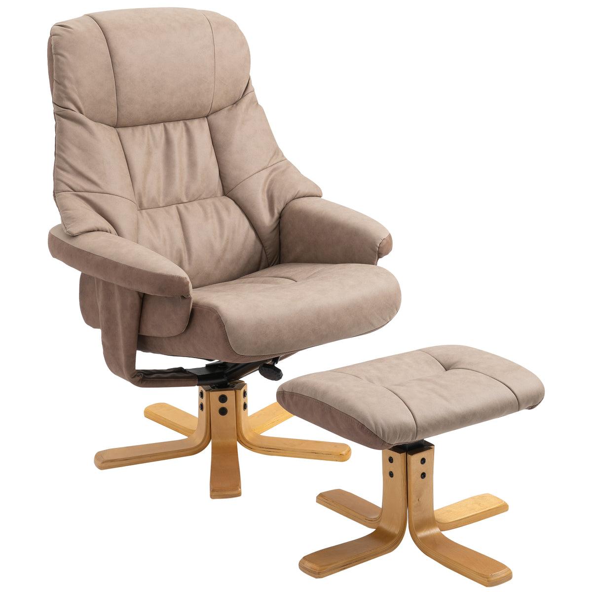 Fauteuil relax inclinable 135° pivotant 360° avec repose-pieds revêtement microfibre marron