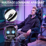 Ergonomische gamestoel, gamerstoel met masserende lendensteun, verstelbare rugleuning, in hoogte verstelbaar, zwart