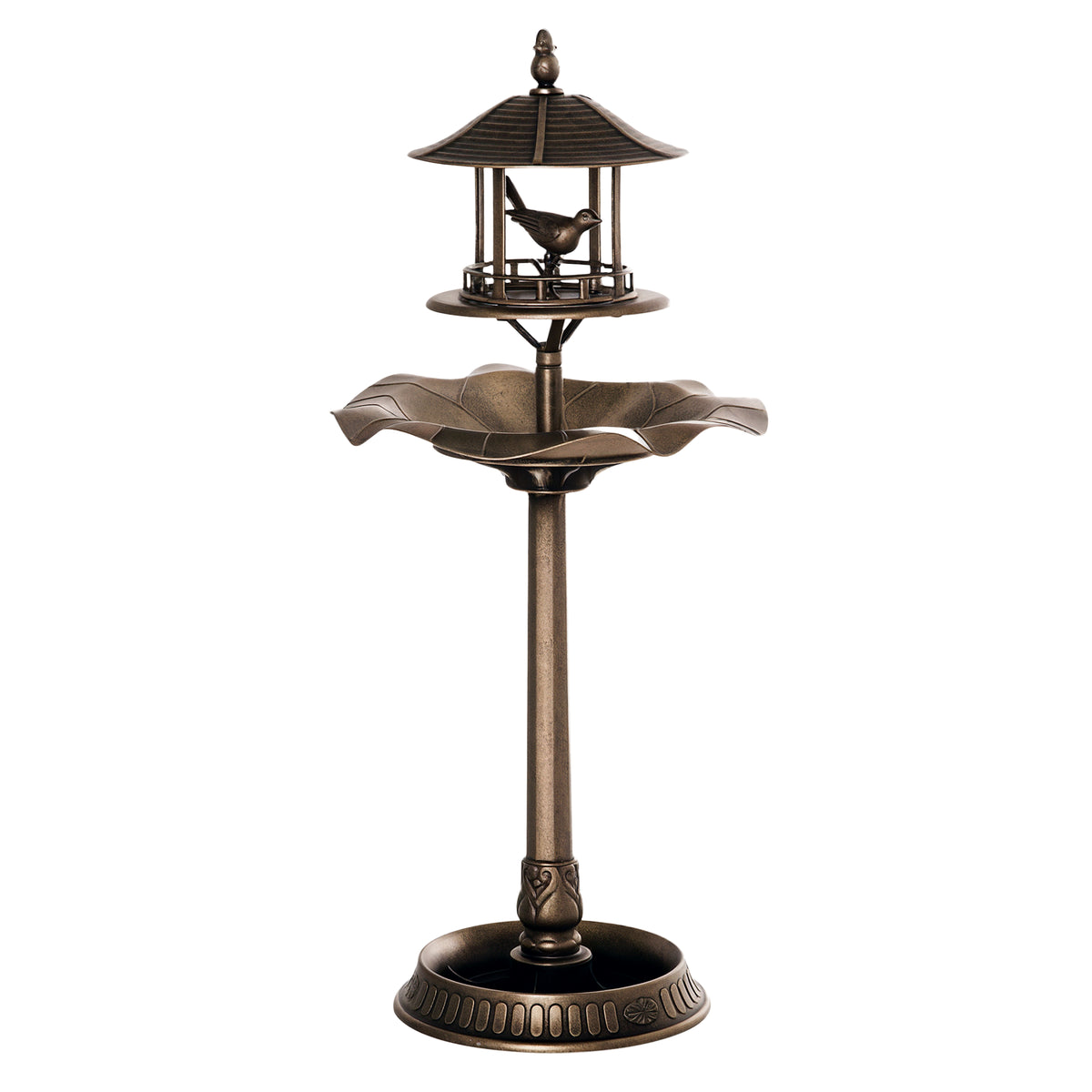 Bain d'oiseaux Abreuvoir pour Oiseaux jardinière 3 en 1 dim. Ø 50 x 113H cm polypropylène bronze antique