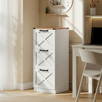 Cassettiera da ufficio con 3 cassetti, cartelle sospese per formati Lettera/A4, stile rustico, 40x40x101 cm, bianco