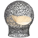 Cuccia per gatti letto rialzato gatto accogliente nicchia grotta 50 x 50 x 60 cm cuscino morbido crema incluso, corda in poliestere viola