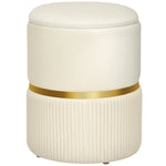 Poef voetenbank opbergkist van corduroy 36 x 36 x 44 cm voor woonkamer slaapkamer beige