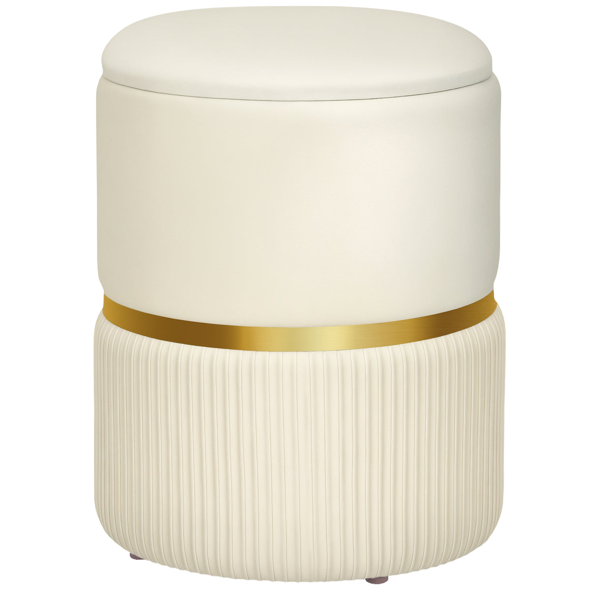 Poef voetenbank opbergkist van corduroy 36 x 36 x 44 cm voor woonkamer slaapkamer beige