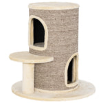 Tonneau à gratter tour à griffer pour chat 2 niveaux avec plate-forme parfait pour griffes & jeu 60 x 60 x 61 cm beige
