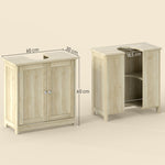Meuble Salle de Bain sous Lavabo, Meuble sous-Vasque, Placard 2 Portes avec Étagère, 60x30x60cm, Chêne