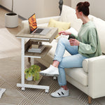 Bureau d'ordinateur sur roues, bureau avec rangement 56 x 51 cm avec tiroir, compartiment et support CPU, chêne