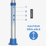 Tabouret de douche chaise de douche - assise rembourré et réglable, patins à ventouses antidérapants, en aluminium bleu