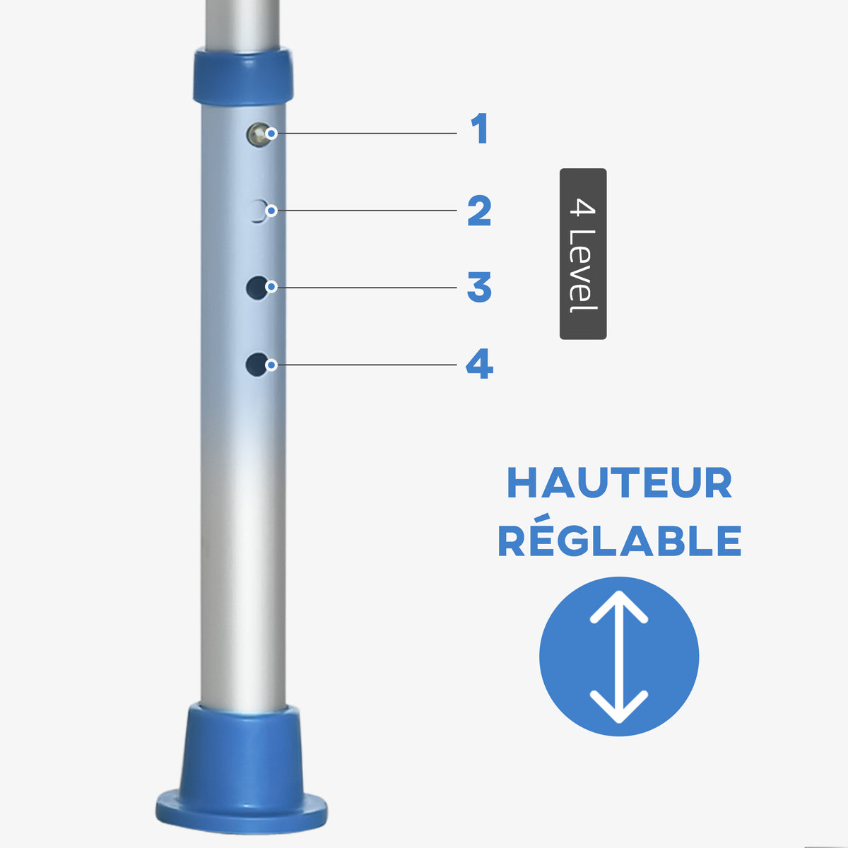 Tabouret de douche chaise de douche - assise rembourré et réglable, patins à ventouses antidérapants, en aluminium bleu
