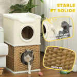 Niche pour chat d'intérieur à 3 niveaux, tour pour chat avec griffoir en sisal à griffer 41 x 41 x 75,5 cm, crème