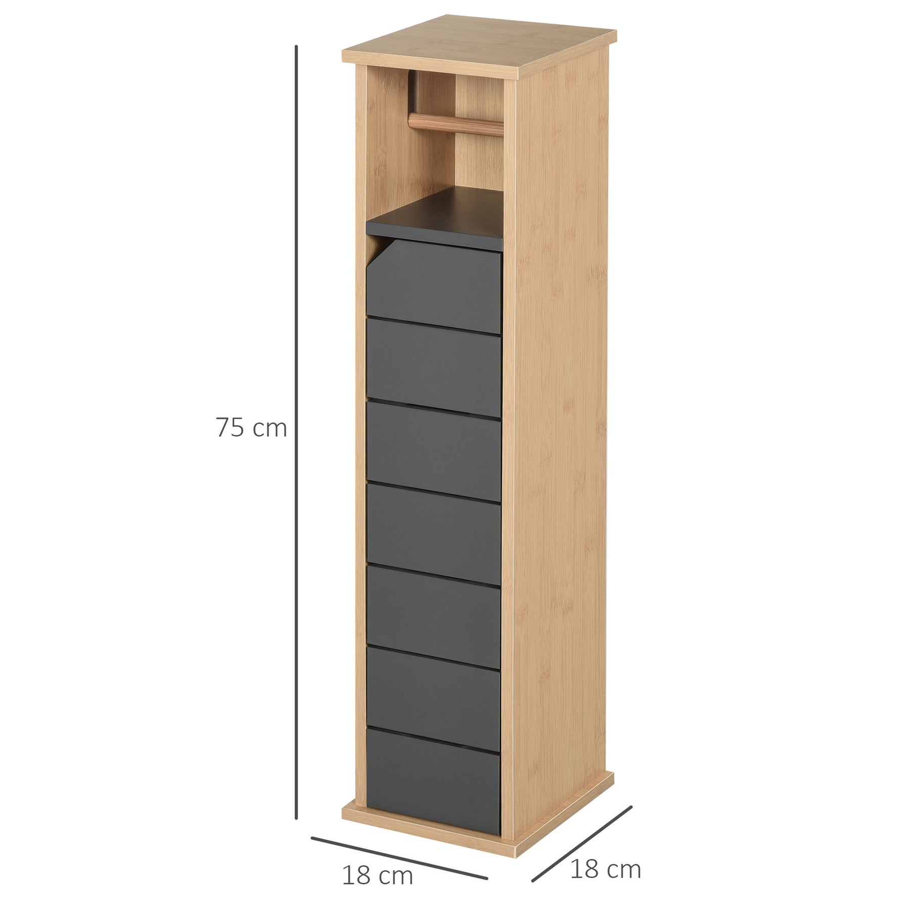 Support Papier Toilette - Porte-Papier Toilette - 2 Niveaux MDF Gris Bambou