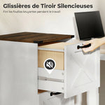 Cassettiera da ufficio con 3 cassetti, cartelle sospese per formati Lettera/A4, stile rustico, 40x40x101 cm, bianco
