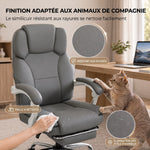 Chaise Bureau Ergonomique, Fauteuil de Bureau Inclinable en Cuir Synthétique Adapté aux Animaux, Hauteur Réglable, Gris