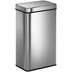 Poubelle à capteur 60 L avec couvercle à fermeture douce, poubelle de cuisine automatique en acier inoxydable, argenté