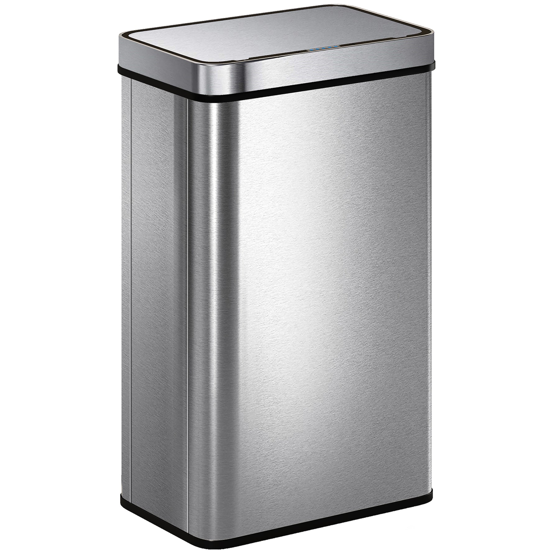 Poubelle à capteur 60 L avec couvercle à fermeture douce, poubelle de cuisine automatique en acier inoxydable, argenté