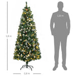 Sapin de Noël artificiel lumineux 703 branches 250 LED 30 pommes de pin support pied pliable hauteur 180 cm Ø 80 vert