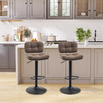 Lot de 2 tabourets de bar Vintage capitonné - pivotant, réglable - repose-pied - revêtement synthétique marron