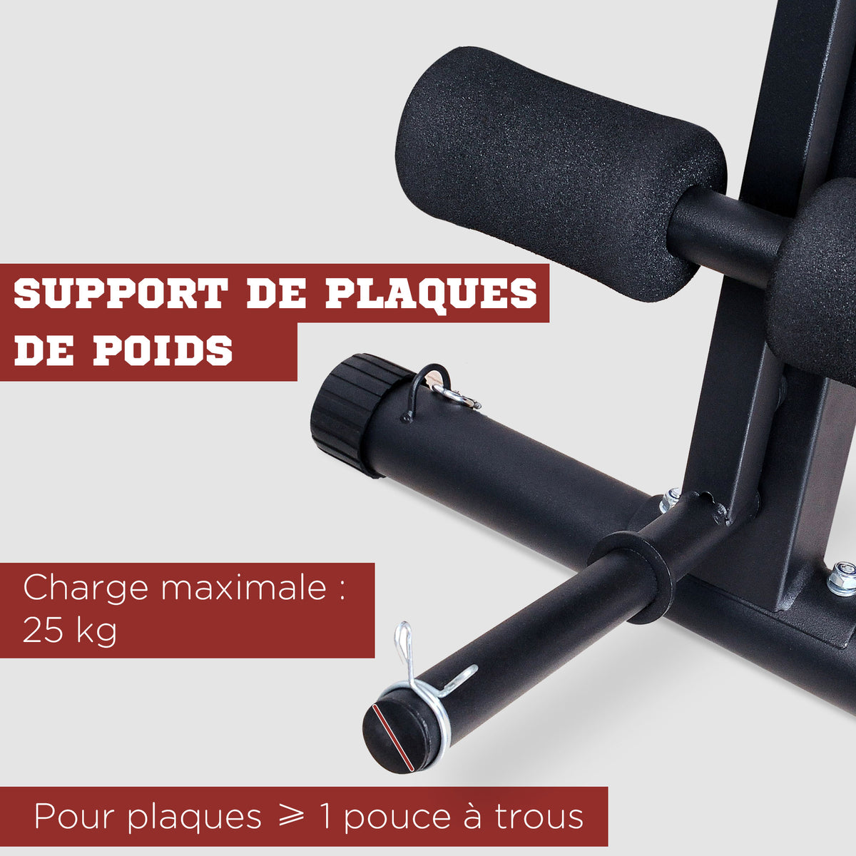 Banc de musculation pliable inclinable, banc réglable pour le développé couché, le curl biceps, la musculation du dos et des abdominaux, avec extenseur des jambes, acier, noir rouge