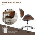 Chaise de bureau design vintage hauteur réglable pivotant 360° bois peuplier revêtement synthétique 53 x 53 x 77-87 cm