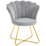 Fauteuil coquillage chaise coiffeuse fauteuil en velours fauteuil de salon avec pieds en acier 69 x 64 x 80 cm gris