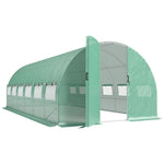 Serre tunnel de jardin 18m², serre de jardin tunnel avec porte et 12 fenêtres avec moustiquaires, 295x597x200cm, vert