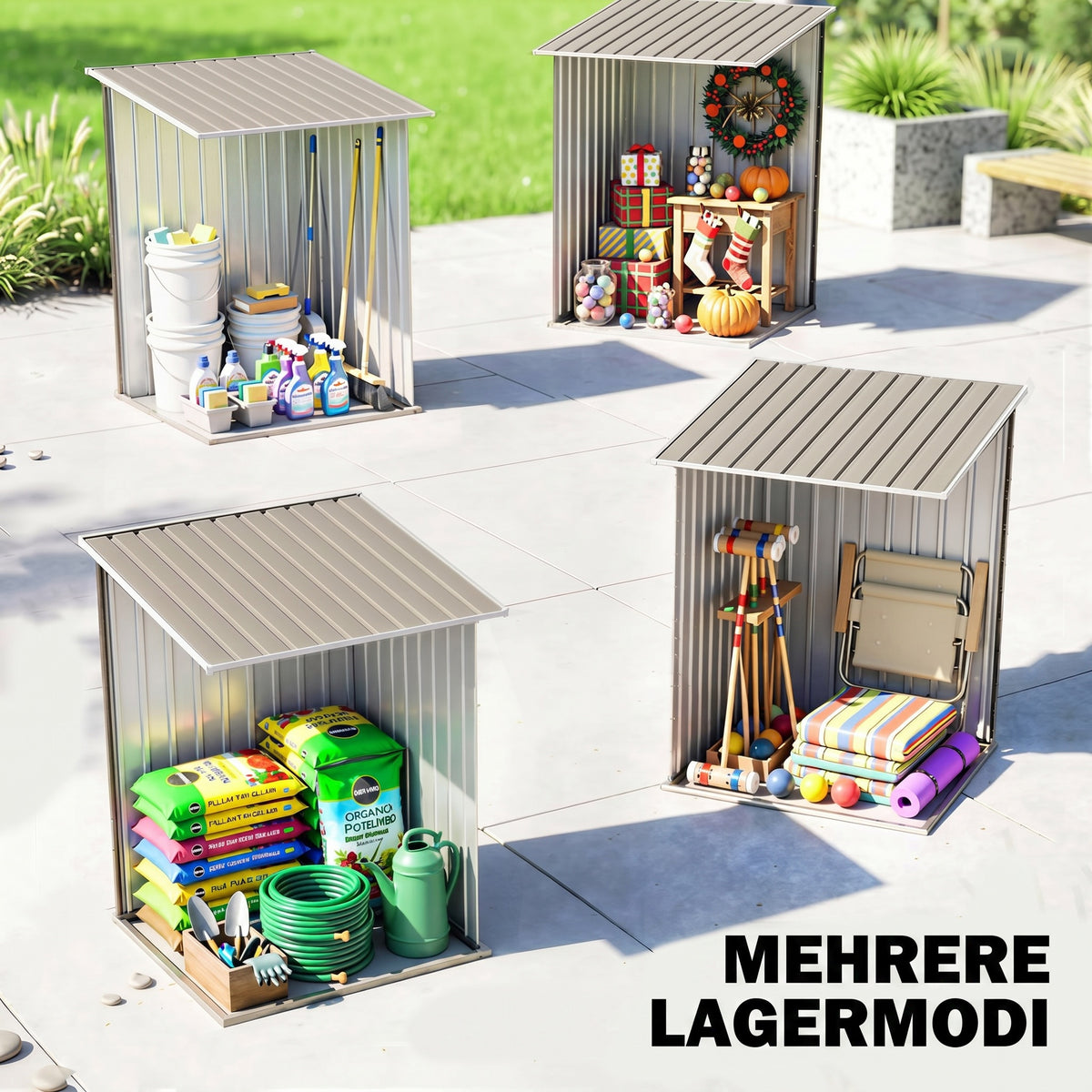 Abri de Jardin 1m² - Remise pour Outils - cabanon Porte verrouillable - dim. 1L x 1,03l x 1,6H m - tôle d'acier ondulée