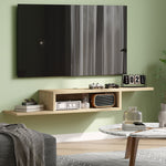Meuble TV mural flottant suspendu support TV - étagère murale flottante - niche, passe-fils - chêne clair