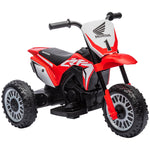 Moto cross éléctrique pour enfant licence Honda CRF450RL 3 roues batterie 6V enfants 18-36 mois rouge