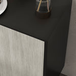 Buffet de cuisine meuble de rangement 2 placards avec étagères réglables, 121 x 37 x 75 cm, noir et aspect bois gris