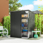 Abri de jardin en métal 1,37 m², cabane de jardin, 2 paires de gants, porte coulissante, 159x106x181cm, gris foncé