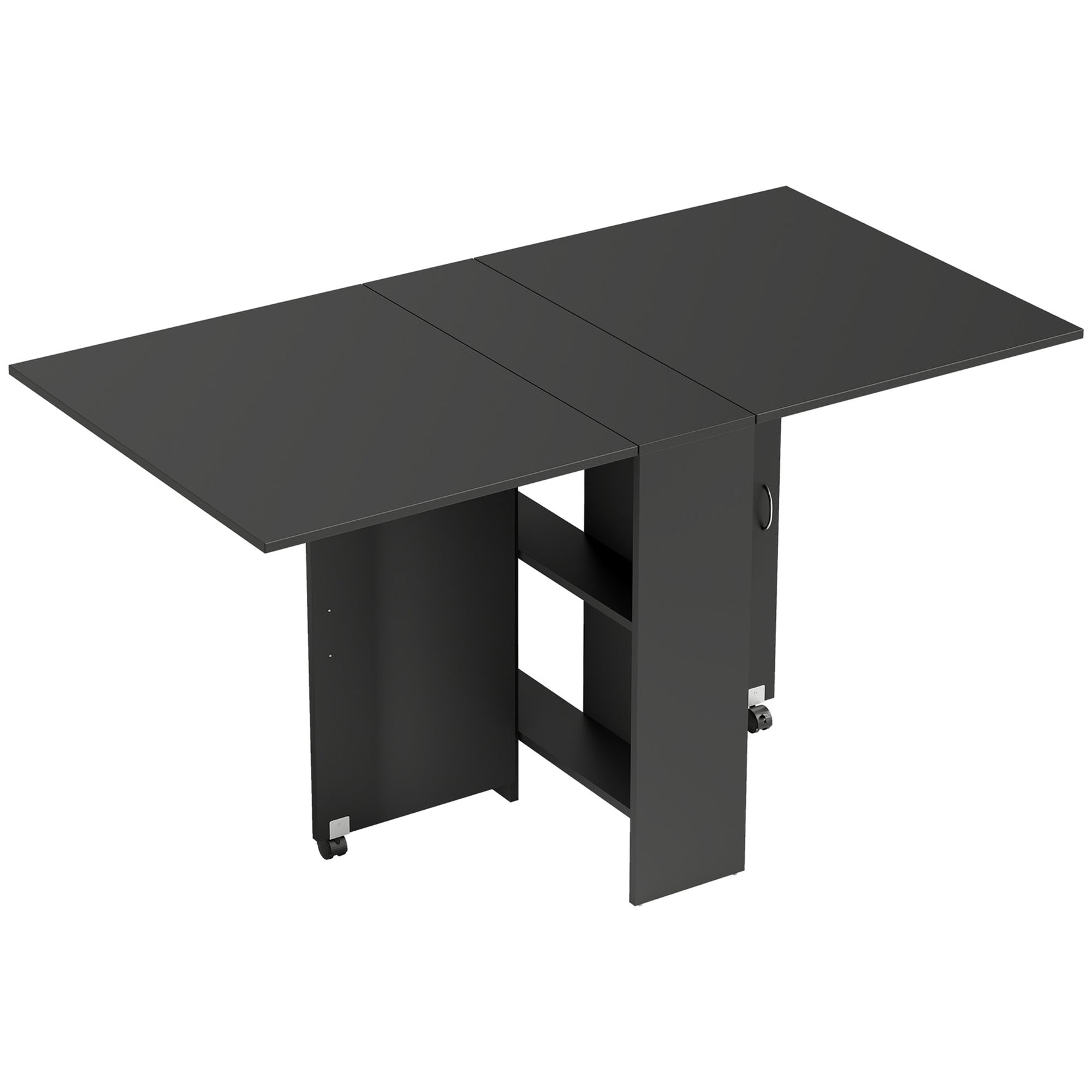 Table pliante de cuisine salle à manger amovible sur roulettes 75 x 140 x 74 cm coloris noir