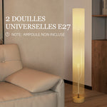 Lampadaire sur pied de salon avec abat-jour en lin, interrupteur à pied, 2 x douille E27, 120 cm, gris