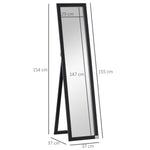 Miroir sur Pied et Mural Rectangulaire, Miroir de Sol Pleine Longueur pour Dressing, Chambre, Salon, 37 x 37 x 154 cm, Noir