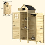Armoire de Jardin en Bois Abri de Jardin Toit en Asphalte Double Zone et Étagères Amovibles 106x57x167cm Naturel