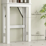 Meuble WC dessus de toilette avec porte coulissante, avec 6 compartiments de rangement, blanc