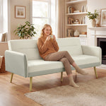 Canapé convertible 3 places 3 en 1, canapé-lit clic-clac, dossier réglable, assise rembourrée, 185 x 84 x 83 cm, beige-1